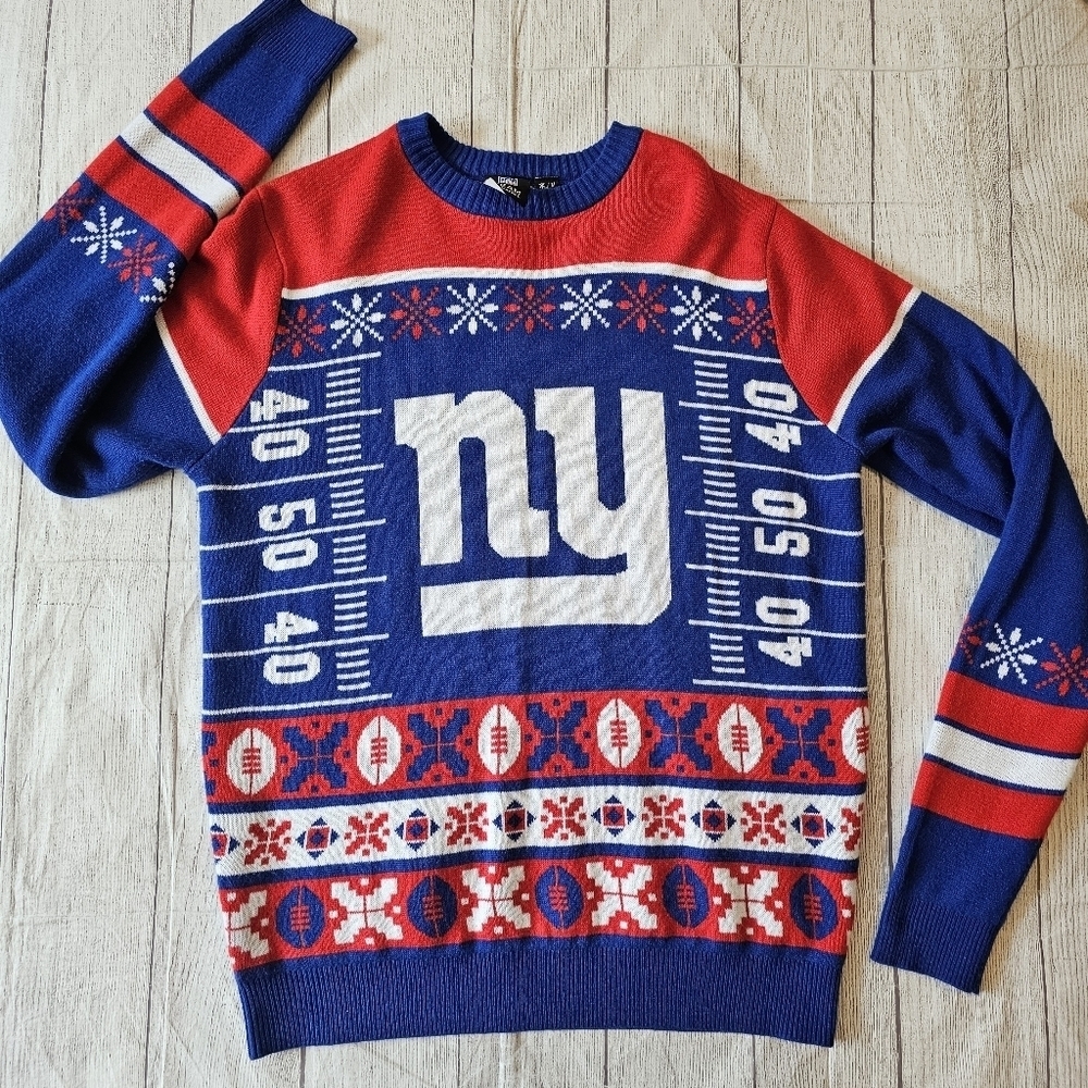 NFL Team Apparel •Size Medium• New York Giants Ugly Sweater Fair Isle Soft Cozy